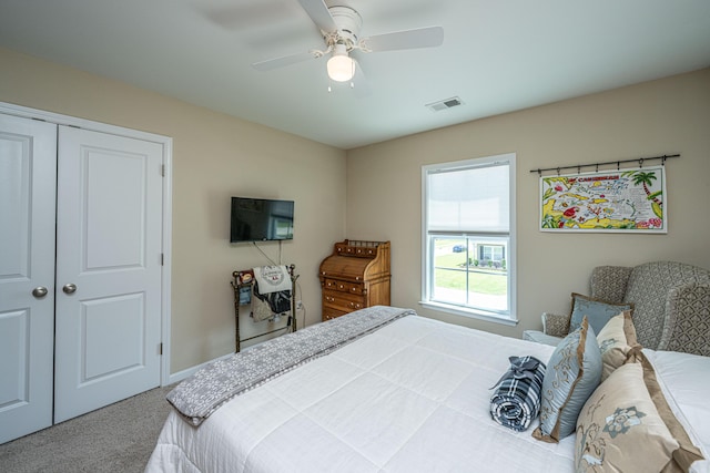 511 Nandina Dr, Goose Creek, SC 29445 - carpeted bedroom with ceiling fan, a closet, and visible vents