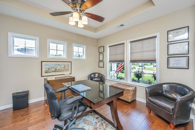 511 Nandina Dr, Goose Creek, SC 29445 - office space with a raised ceiling, wood-type flooring, baseboards, and visible vents