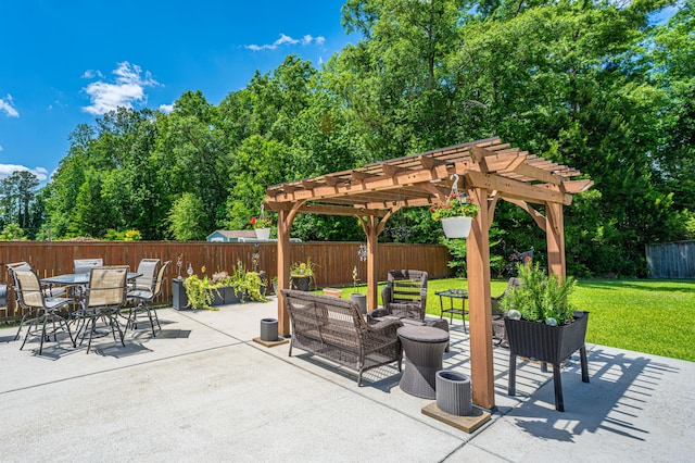 511 Nandina Dr, Goose Creek, SC 29445 - view of patio / terrace featuring fence, a pergola, and outdoor dining space