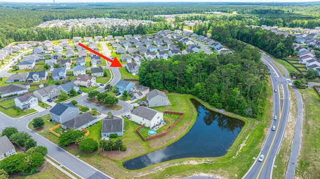 511 Nandina Dr, Goose Creek, SC 29445 - bird's eye view with a water view, a wooded view, and a residential view