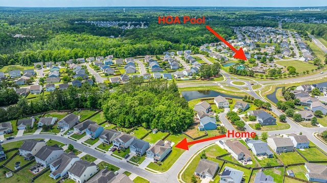511 Nandina Dr, Goose Creek, SC 29445 - aerial view with a water view, a forest view, and a residential view