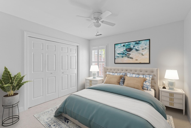 1441 Waterside Ct, Mount Pleasant, SC 29464 - bedroom featuring carpet, a closet, and a ceiling fan