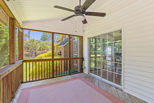 1441 Waterside Ct, Mount Pleasant, SC 29464 - unfurnished sunroom with a ceiling fan and lofted ceiling