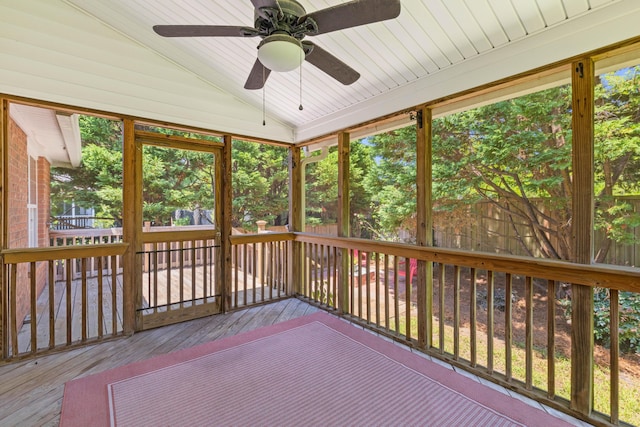 1441 Waterside Ct, Mount Pleasant, SC 29464 - unfurnished sunroom with vaulted ceiling and a ceiling fan