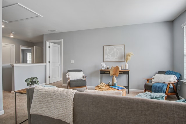 living room with carpet floors