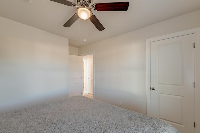 unfurnished bedroom with ceiling fan