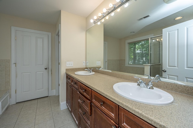 3005 Macbeth Creek Dr, Charleston, SC 29414 - full bath with double vanity, tile patterned flooring, and a shower