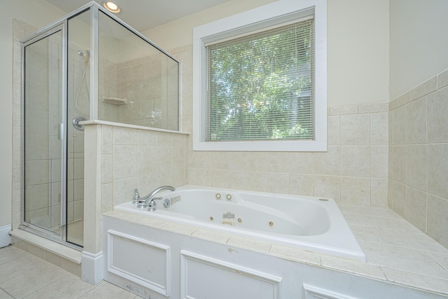 3005 Macbeth Creek Dr, Charleston, SC 29414 - bathroom with a stall shower, a jetted tub, and tile patterned floors