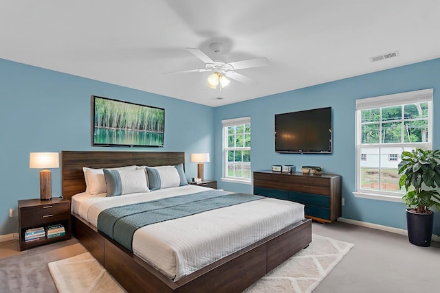 127 Rawlins Dr, Summerville, SC 29485 - bedroom with light colored carpet and a ceiling fan