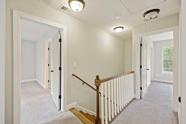 1506 Southwick Dr, Johns Island, SC 29455 - corridor featuring an upstairs landing, attic access, carpet floors, and baseboards