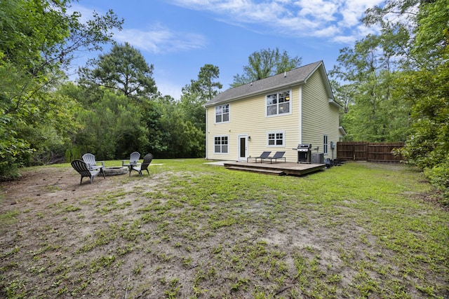 1506 Southwick Dr, Johns Island, SC 29455 - rear view of property featuring an outdoor fire pit and a wooden deck