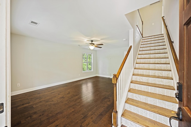 1506 Southwick Dr, Johns Island, SC 29455 - stairs with ceiling fan, wood-type flooring, and baseboards