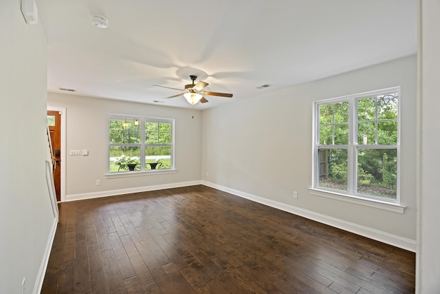 1506 Southwick Dr, Johns Island, SC 29455 - unfurnished room with ceiling fan, dark wood-type flooring, a smoke detector, and baseboards
