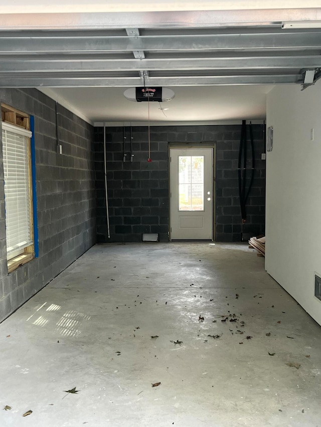 garage with a garage door opener