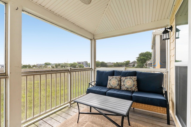 116 W 2nd St, Folly Beach, SC 29439 - wooden terrace featuring an outdoor living space