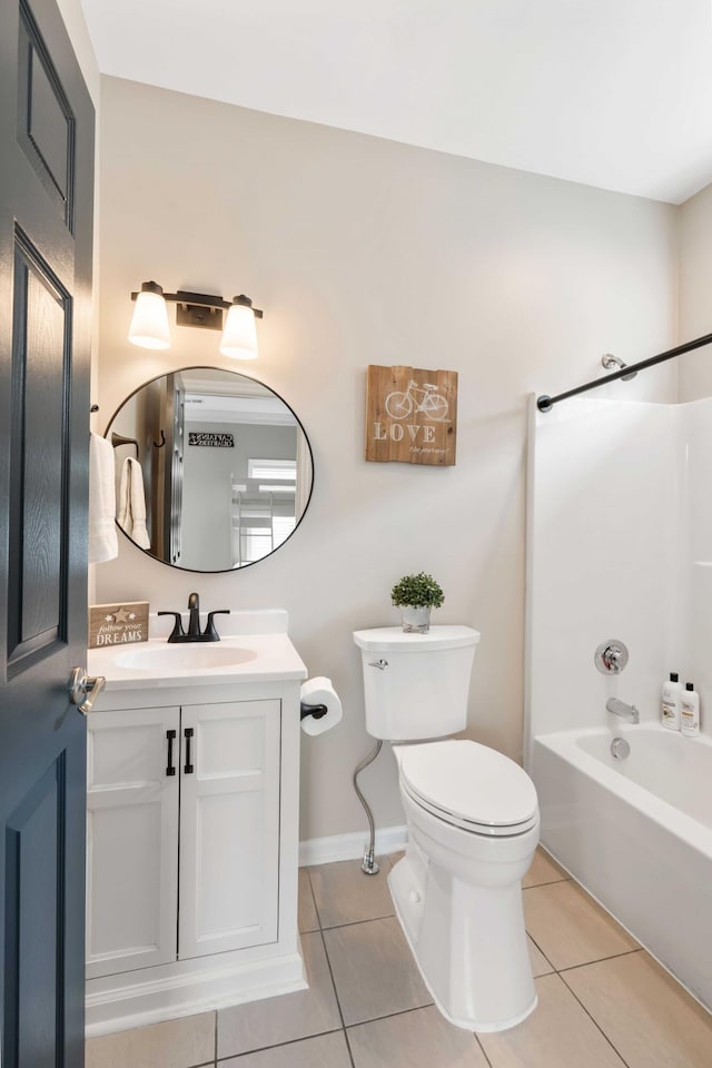 116 W 2nd St, Folly Beach, SC 29439 - full bath with tile patterned flooring, toilet, vanity, and shower / tub combination