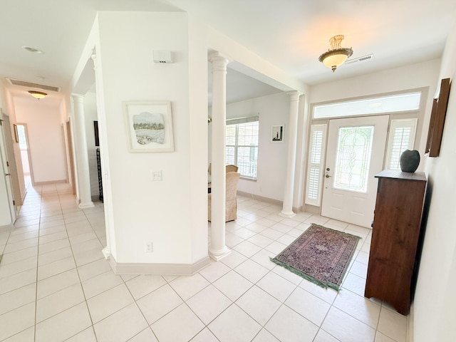 1804 Bass Rd, Moncks Corner, SC 29461 - foyer with decorative columns and light tile patterned floors