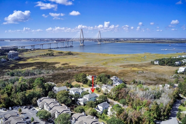 828 Bridge Point Cir, Mount Pleasant, SC 29464 - aerial view of property's location featuring a notable bridge and a large body of water
