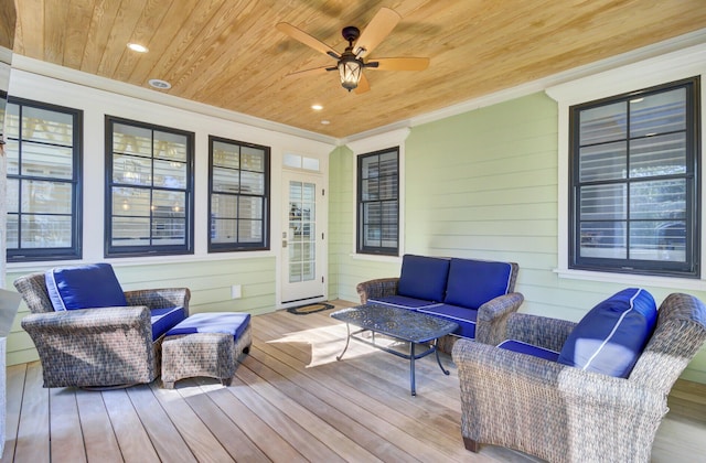 828 Bridge Point Cir, Mount Pleasant, SC 29464 - wooden terrace featuring outdoor lounge area and ceiling fan