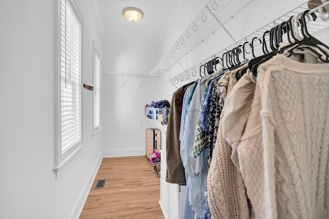 spacious closet featuring wood-type flooring