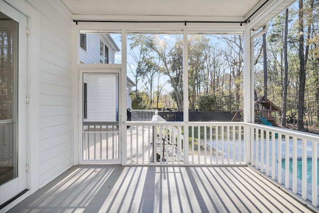 view of unfurnished sunroom