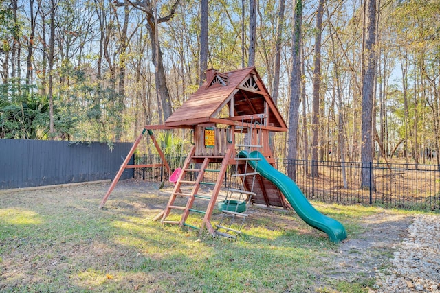 view of playground featuring a yard