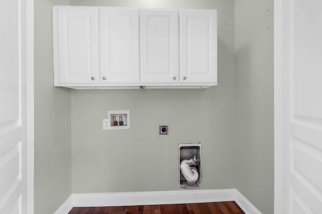 1604 Basildon Rd, Mount Pleasant, SC 29466 - washroom featuring hookup for an electric dryer, hookup for a washing machine, cabinet space, and dark wood-style floors