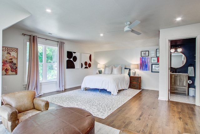 1081 Groves Manor Ct, Mount Pleasant, SC 29464 - bedroom with wood finished floors, recessed lighting, baseboards, and a ceiling fan