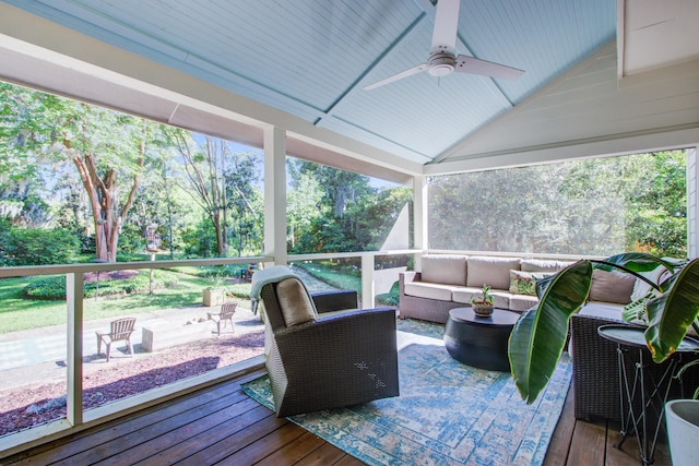 1081 Groves Manor Ct, Mount Pleasant, SC 29464 - wooden deck with an outdoor living space and a ceiling fan