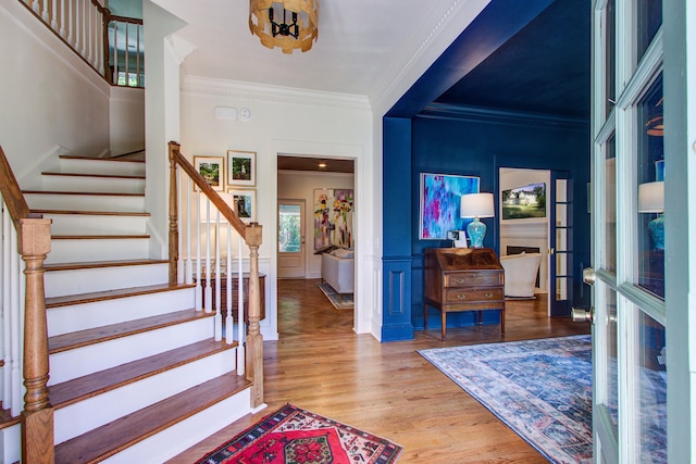 1081 Groves Manor Ct, Mount Pleasant, SC 29464 - foyer featuring crown molding, wood finished floors, and stairway