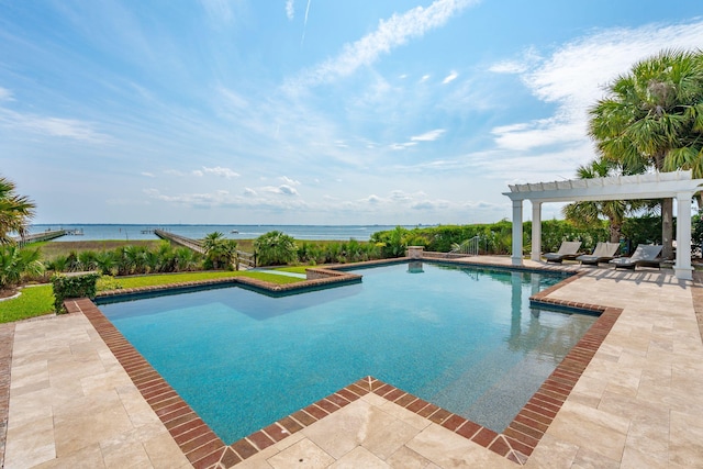 104 Beach St, Mount Pleasant, SC 29464 - outdoor pool with a pergola, a patio, and a water view