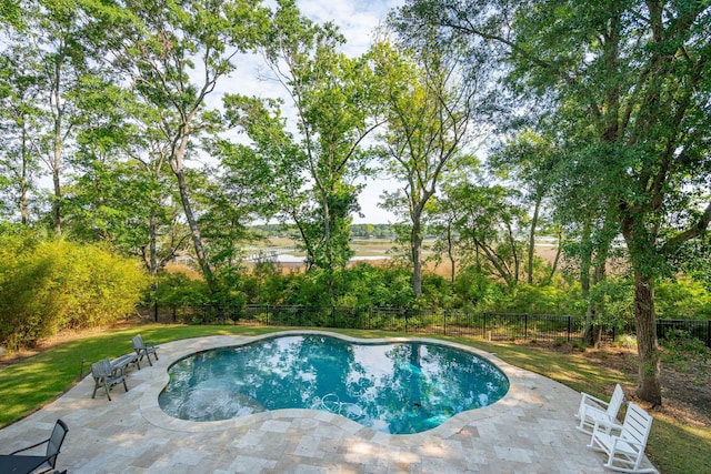 view of pool featuring a patio