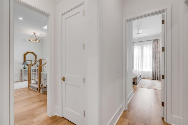 hall featuring light wood-type flooring