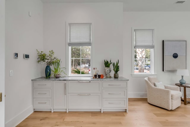 office area featuring a healthy amount of sunlight and light hardwood / wood-style floors