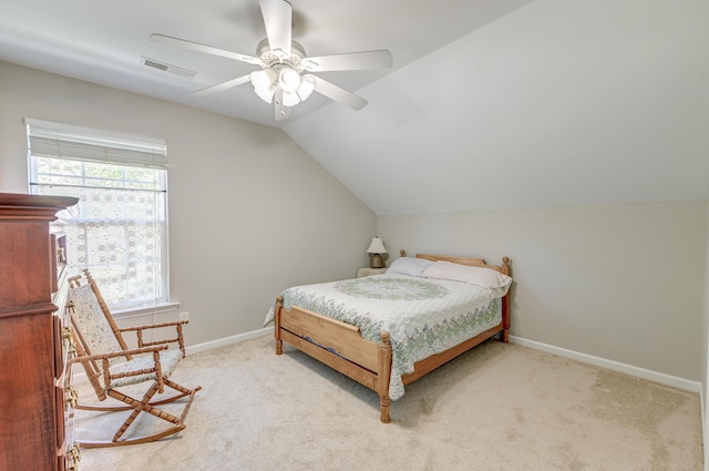 8965 N Red Maple Cir, Summerville, SC 29485 - carpeted bedroom featuring baseboards, lofted ceiling, and ceiling fan
