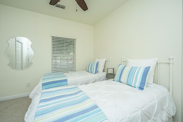 401 S Elgin Ct Unit 401, Charleston, SC 29414 - carpeted bedroom featuring baseboards, vaulted ceiling, and ceiling fan