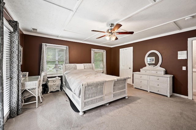 225 Baxter Ln, Walterboro, SC 29488 - bedroom with multiple windows, carpet floors, ceiling fan, and baseboards