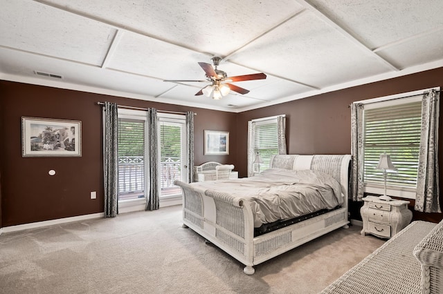 225 Baxter Ln, Walterboro, SC 29488 - bedroom with light carpet, baseboards, and a ceiling fan