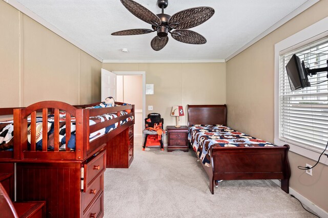 225 Baxter Ln, Walterboro, SC 29488 - bedroom with light carpet, crown molding, and a ceiling fan