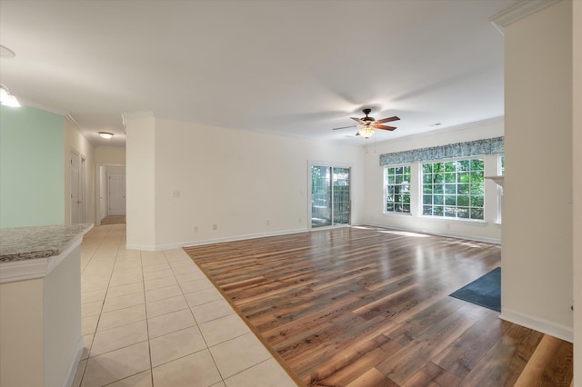 115 Golfview Ln, Summerville, SC 29485 - unfurnished room featuring ceiling fan, ornamental molding, light wood finished floors, and baseboards