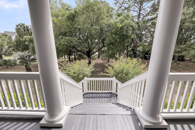 wooden deck featuring a porch