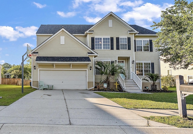 view of front of house with a front lawn