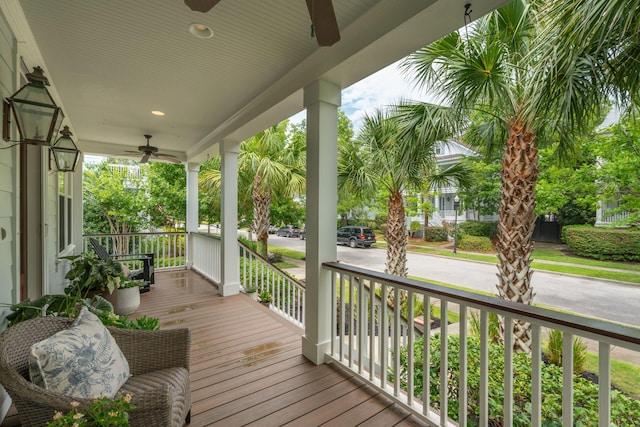 1407 Wando View St, Daniel Island, SC 29492 - wooden porch with ceiling fan