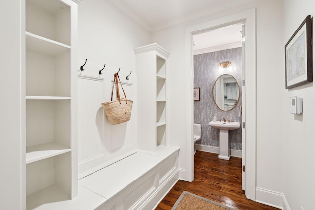 1407 Wando View St, Daniel Island, SC 29492 - mudroom featuring dark wood-style flooring and baseboards