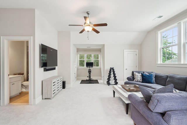1407 Wando View St, Daniel Island, SC 29492 - living room with plenty of natural light, light carpet, and ceiling fan