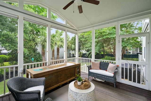 1407 Wando View St, Daniel Island, SC 29492 - sunroom featuring ceiling fan and vaulted ceiling