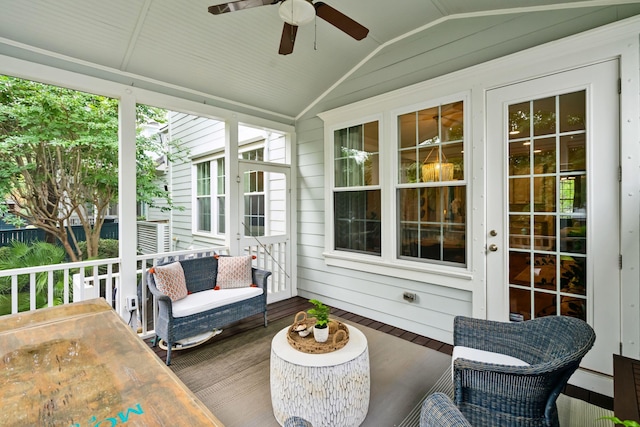 1407 Wando View St, Daniel Island, SC 29492 - sunroom / solarium featuring ceiling fan and lofted ceiling