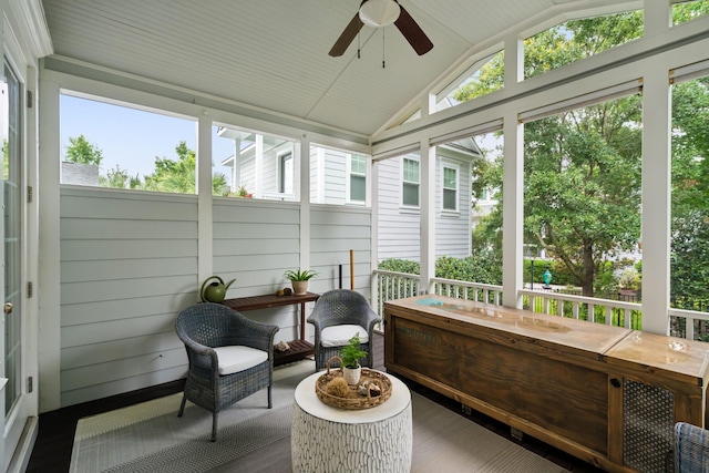 1407 Wando View St, Daniel Island, SC 29492 - sunroom / solarium with a ceiling fan, lofted ceiling, and outdoor lounge area