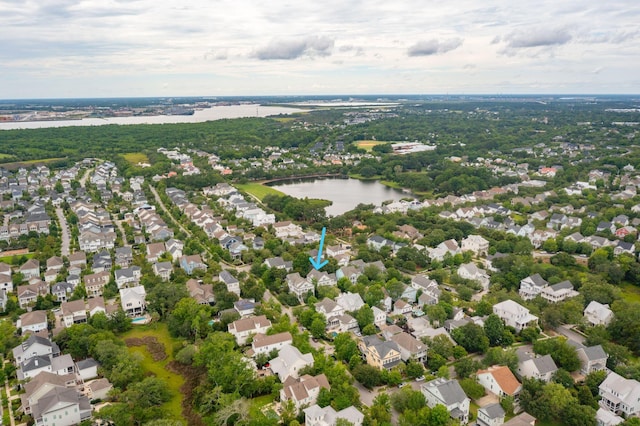 1407 Wando View St, Daniel Island, SC 29492 - aerial perspective of suburban area with a large body of water