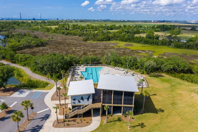 1407 Wando View St, Daniel Island, SC 29492 - bird's eye view of a pool and a tree filled landscape